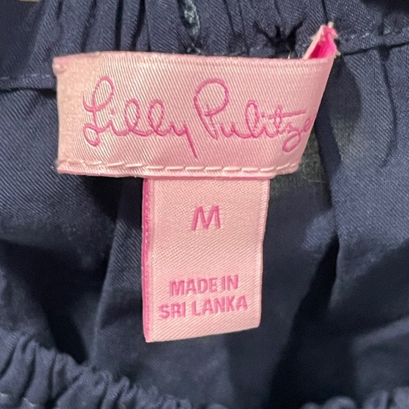 Lilly Pulitzer Sain Off the Shoulder Tassel Top Navy Blue Size Medium - Picture 4 of 7